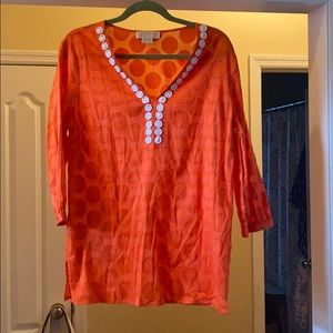 Michael Kors large orange tunic with beaded neck